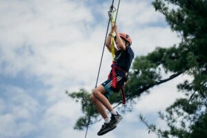 Young child on a zip wire