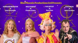 Four cast menus on poster for Sleeping Beauty at the Rylance Theatre in Ashford in Kent